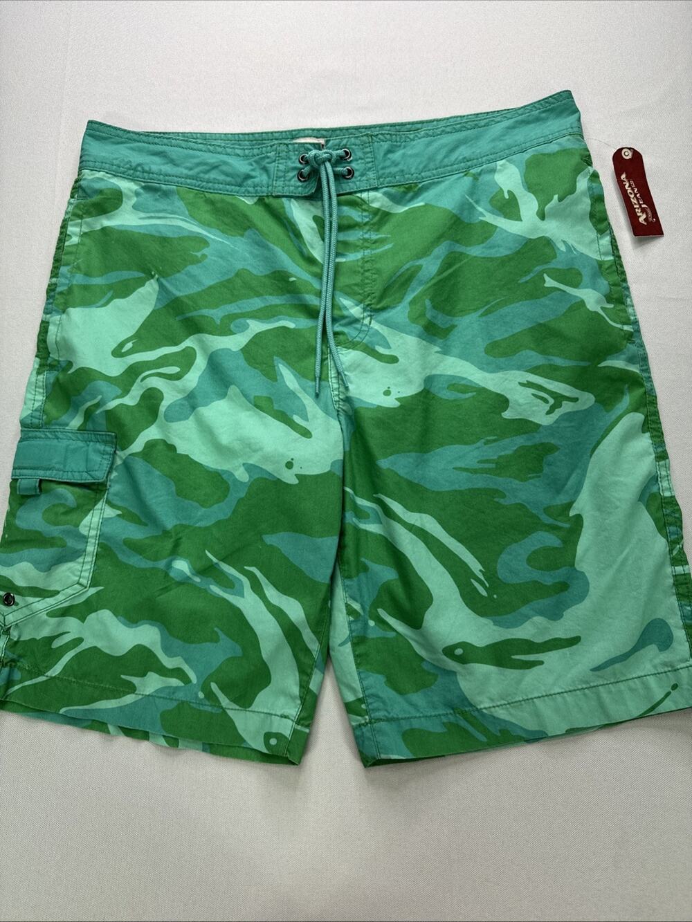 Arizona Jean Co Men’s 34 Green Camo Board Shorts Swim Trunks Cargo NWT Y2K Surf